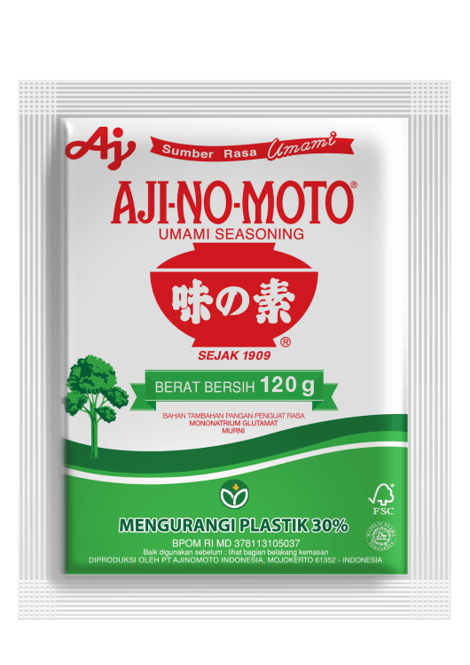 Embalaje de papel AJI-NO-MOTO® vendido por Ajinomoto Indonesia