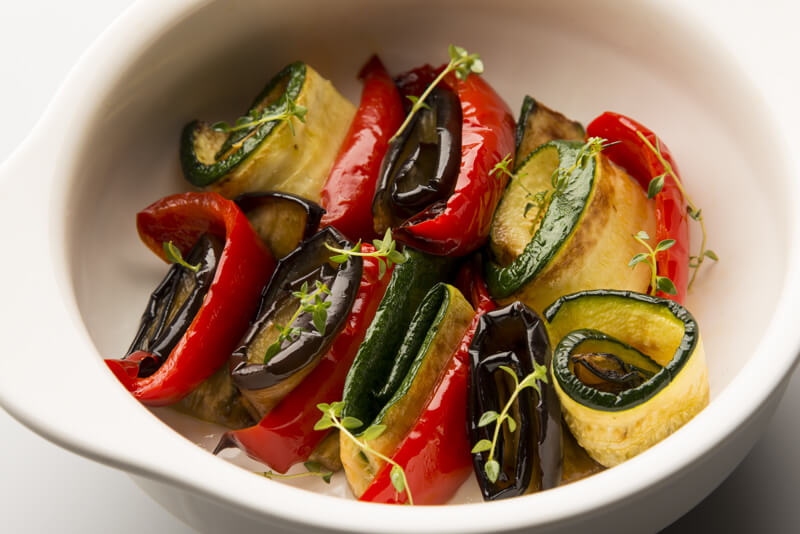 Verduras marinadas a la parrilla con umami